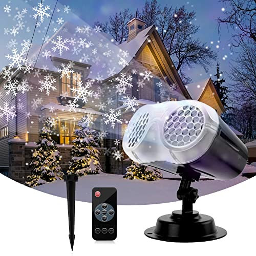 LED Projektionslampe Schneeflocken Projektor mit Timer Funktion und IP65 Wasserdicht Weihnachtsbeleuchtung Außen Projektor Weihnachten Schneefall Projektions für Partys, Weihnachten, Deko, Hochzeit
