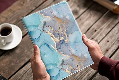 Custodia per tablet Kindle Fire HD 10 modello 2021 - Nuova custodia e cover per tablet Amazon Fire 10 Plus (11a generazione 2021) angoli di visualizzazione multipli in marmo blu con custodie di