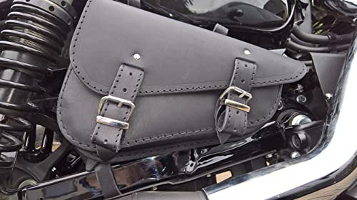 ORLETANOS Ledertasche Medusa schwarz rechts kompatibel mit Harley Davidson Sportster Forty-Eight Super Low Roadster XL Custom Biker Schwingentasche Koffer Chopper