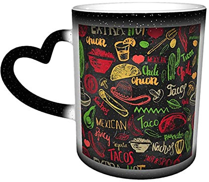 Personalisierte magische Tasse mit buntem Menü-Design – Farbwechselnde Kaffeetassen