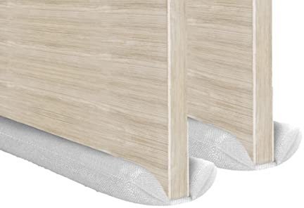 2 x MOXVIO Draft Excluder for Doors, Double Under Door Draught Excluder, 2 Sided Cushion Draft Stopper, 70 to 90 cm Cut-to-Size Adjustable Width, Waterproof Snowproof 600D Oxford Fabric (White)