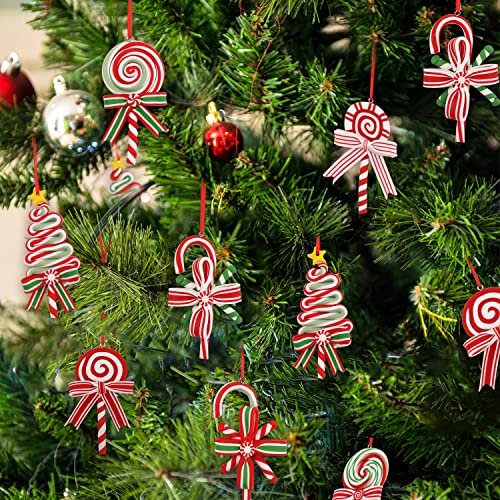 8 Stück Weihnachts Süßigkeiten Deko, Zuckerstangen Deko Christbaumschmuck Lollipop Deko Künstliche Süßigkeiten Dekoration für Weihnachtsbaum Kranz