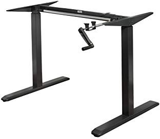 Ergomax Handkurbel, höhenverstellbarer Schreibtischrahmen (Tischplatte Nicht im Lieferumfang enthalten), ergonomischer Sitz-Steh-Arbeitsplatz für Zuhause und Büro, 122 cm max., Schwarz (ERG6100BK)