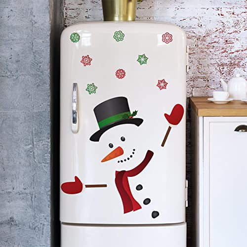 WALPLUS Christmas Wall Stickers Xmas Decoration Sale Clearance Reusable Decals Wall Decor Art for Refrigerator Window Clings Living Room Christmas Party Door Fridge Happy Snowman 21 Pieces