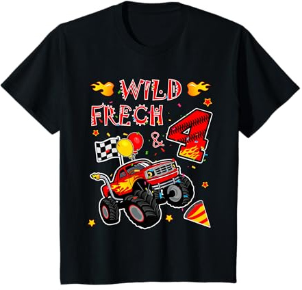 Geburtstag Monster Truck - Wild frech und Vier - Junge 4 T-Shirt
