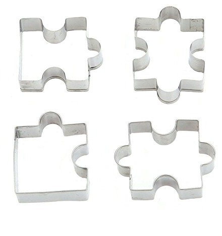 Juwacoo 4 Stück Edelstahl Keksausstecher lustig, Mini Ausstechformen, Plätzchenausstecher, Fondant Ausstecher Set, Puzzle Form Plätzchen Ausstechformen, Präzise Gestaltete Backzubehör