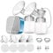 Lulia Double Electric Breast Pump, Portable Breastfeeding Pump with 4 Modes and 9 Levels, Strong Suction, Painless, Rechargeable,BPA Free (Blue)