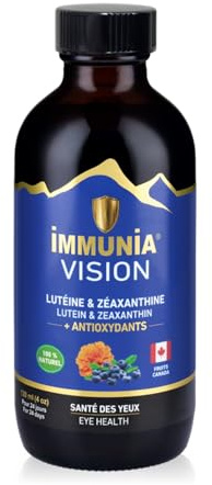 Immunia Vision – Wild Blueberry Concentrate with Lutein & Zeaxanthin - Eye Health Antioxidant Supplement, Liquid Formula, Great Taste, 5 ml/Day, 120 ml, 24 Servings (1-Pack)