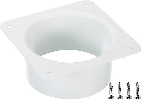 PATIKIL 4 Duct Connector Flange, Dryer Vent Wall Plate Square to Round Straight Ducting Plate for Air Heating Cooling Ventilation Exhaust Fan, White