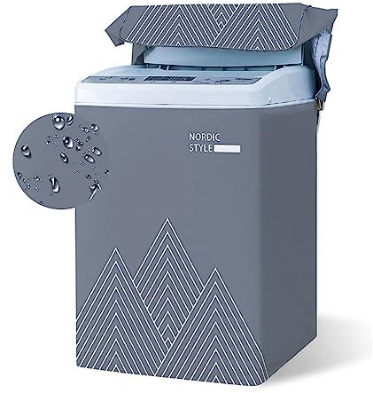 Odot Cacopertura Lavatrice Carica Dall'alto, Copertura Lavatrice per Esterno con Cerniera, Interni Esterni Impermeabile Antipolvere Resistente Fodera per Lavatrice (Blu-Grigio,XXL capacità 12,5 kg)