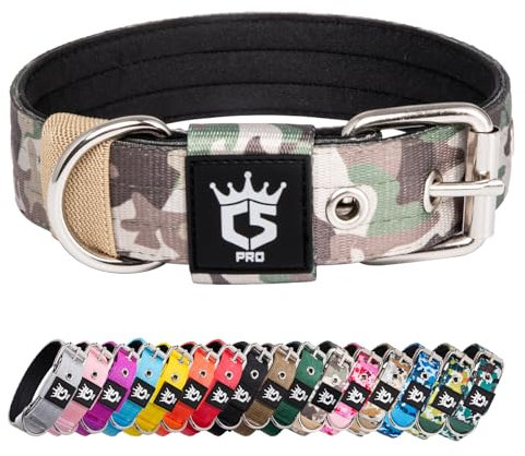 TSPRO Taktisches Hundehalsband, Robustes Halsband für Hunde mit Metallschnallenverschluss, 3,3 cm Breit, Verstellbar und Dick für Kleine Hunde (Militärgrün S)