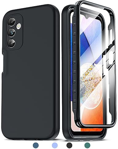 LeYi Coque pour Samsung Galaxy A14 4G/5G avec Ecran Protection, 360 Degrés Full Body Housse Avant Arriere, Intégrale Étui Double Face Bumper Anti-Scratch Case pour Samsung Galaxy A 14 - Noir