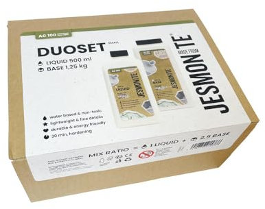 Jesmonite AC 100 Duoset 500 ml Liquid + 1,25 kg Base, vielseitig für Gießharz, Formenbau, Kreativprojekte
