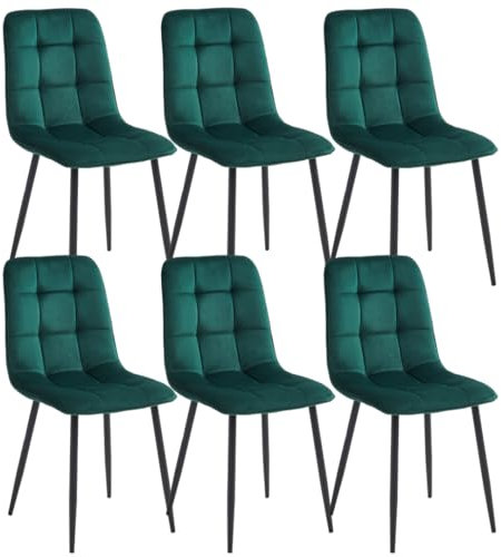 Colenis - Ela Esszimmerstühle - 6er Set - Grün - Samt - Für Esszimmer, Küche & Wohnzimmer - Modernes Design