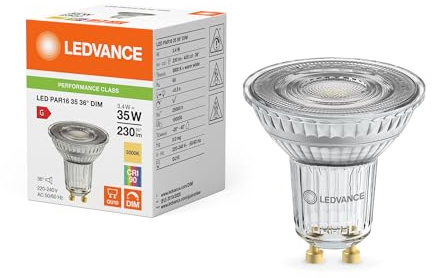 LEDVANCE Performance LED-Spot Reflektor GU10 PAR16 3.4W 230lm 36D - 930 Warmweiß | Höchste Farbwiedergabe - Dimmbar - Ersatz für 35W