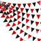 Rot Schwarz Party Dekoration Metallic Stoff Dreieck Wimpel Banner Flagge Wimpelkette Girlande für Abschlussfeier Halloween Geburtstag Hochzeit Bachelorette Jahrestag Las Vegas Casino Poker Piraten