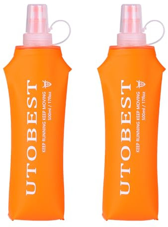 UTOBEST Soft Flask TPU Foldable Running Water Bottles Collapsible Hydration Bottles, 2PCS