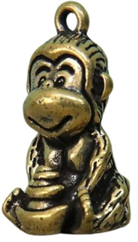 Gexifei 3 cm Messing-Mini-Glücksstern-Affenstatue, kreativer Barren-Affe-Schlüsselanhänger, Anhänger, Glückssache