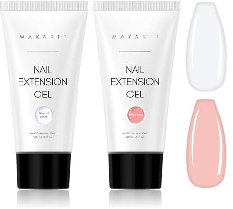 Makartt Poly Nail Gel, Nail Extension Gel 50ML, Builder Nail Gel Nail Extension White Pink Nude Clear Rosy Gel for Technician Starter DIY Salon Design 04