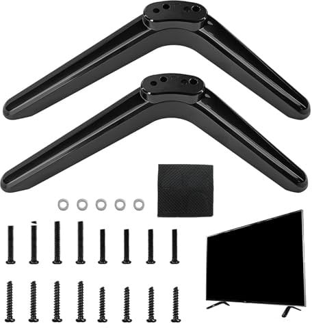 JUGNAW 2Pcs Universal TV Pedestal Feet TV Base Stand Legs for TCL, TV Stand Mount Legs Table Desk Pedestal Mount for Most TV 32 40 49 50 55 Inch Screws Ideal for Home Office Entertainment Centers