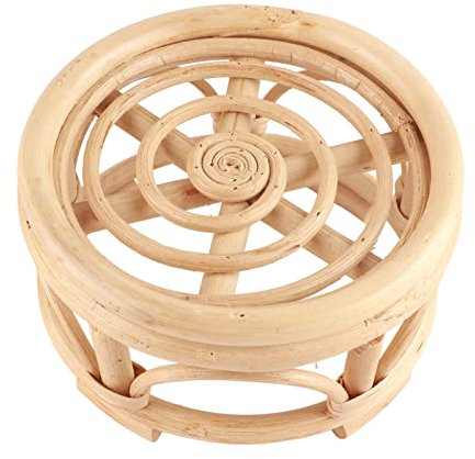 ZPSHYD Runder Pflanzenständer, Blumenbank aus Rattan für den Innenbereich, natürliches rundes handgefertigtes Pflanzenregal für Haus, Garten, Hof, klein