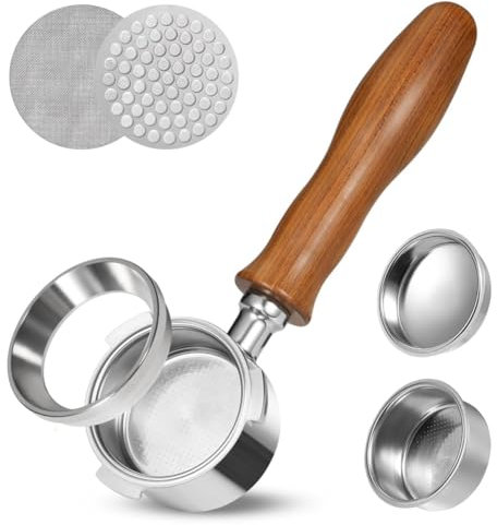 Fcuajdkq Porte-Filtre Bottomless de 51mm, Porte-Filtre Professionnel pour Espresso avec Panier-Filtre, Tamis et Entonnoir de Dosage de L'Espresso, Travail de Haute Qualité