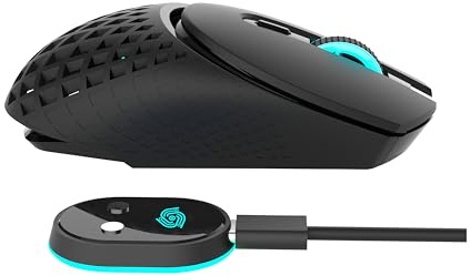 MKETech Electronics Nightwalker (MKE 824) Wireless Heavyweight Gaming Mouse with Honeycomb Shell, RGB Lighting, and Magnetic Charging Dock, Black
