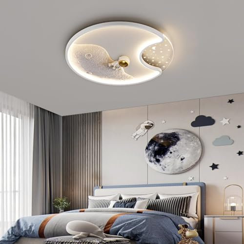 RuiRfh LED Deckenleuchte Für Kinder Dimmbare Mit Fernbedienung Kinderzimmerlampe Kreativer Cartoon Deckenlampe Stern Mond Lampenschirm Pendelleuchte Kinderzimmerlampe Schlafzimmer Wohnzimmer Dekorativ