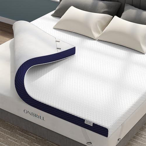 3 Inch Queen Size Gel Memory Foam Mattress Topper with Ice Silk Touch Cover, High Density Bamboo Charcoal Foam Mattress Bed Topper, Washable Cover Pressure Relief, Soft Firmness CertiPUR-US Certified