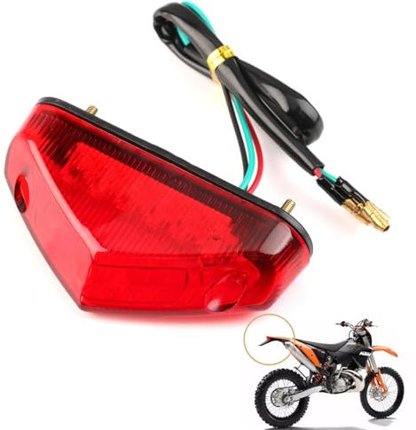 Hugfads Hochwertiges Motorrad Rücklicht Bremsrücklicht, 12V 9 LED E-geprüft, Universal für Motorräder ATV Dirt Bike Scooter