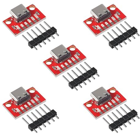 AEDIKO 5pcs USB Type C Breakout Board Serial Breakout Socket 16P 2.54 mm PCB Converter Board