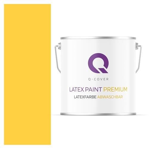 Q-COVER Latexfarbe Abwaschbar 5L (ca.35m2) Golden Farbton Innenfarbe Wandfarbe Deckenfarbe Klasse 2 Mattfarbe Für Allergiker Scheuerfest Geruchlos Frei Von Voc