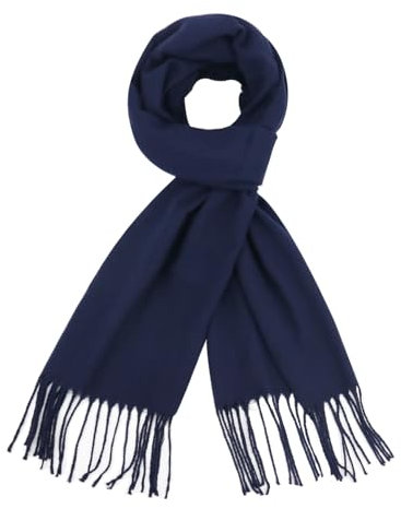 vimate Navy Blue Scarf for Men Women, Winter Lightweight Neck Warm Long Scarf (DE-Navy)