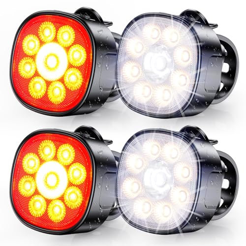 Babacom Bike Lights [8+7 Modes], USB Rechargeable Bike Lights Front and Back, Ultra Bright with Spotlight & Floodlight, IP65 Waterproof Bicycle Light for Road Mountain Day/Night Safe Cycling Reflector