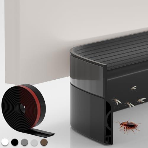 Zugluftstopper für Türen, Türdichtung Selbstklebend, Türdichtung unten, Energie sparen Tür Zugluftstopper, Silikon Türbodendichtung, Haustür Dichtung für Schallschutz, Kälteschutz (Schwarz, 1M)