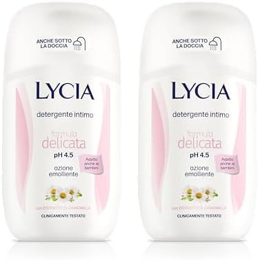 Lycia - Detergente Intimo Formula Delicata, pH 4.5, Azione Emolliente, 200 ml (Confezione da 2)