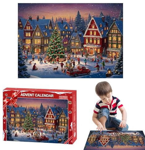 24 Countdown-Kalender-Puzzle – Puzzle Advent, Urlaubspuzzle | Cottage-Puzzle, Countdown-Kalender, Weihnachts-Adventskalender-Puzzle, Puzzles für Erwachsene und Kinder, Heimdekoration