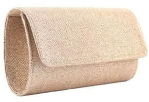 Elegant Women's Evening Clutch Bag With Chain Strap Envelope Party Handbag For Formal Events And Luggage Tag (Rose Gold, One Size)