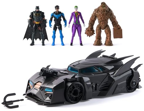 DC Comics, Crusader Batmobile with 4 Action Figures Set, Kids Toys for Boys and Girls Ages 4+