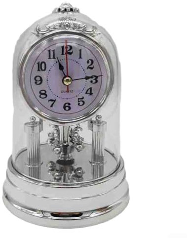 Lebendige antike Tischuhr, die historische Eleganz in moderne Wohnräume bringt (Silber)