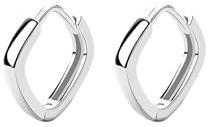 Damenohrringe Silber 925 Kleine Kreolen, Creolen Ohrringe Damen 1 Paar Quadratische Hypoallergene Ohrringe für Frauen Mädchen 15 mm