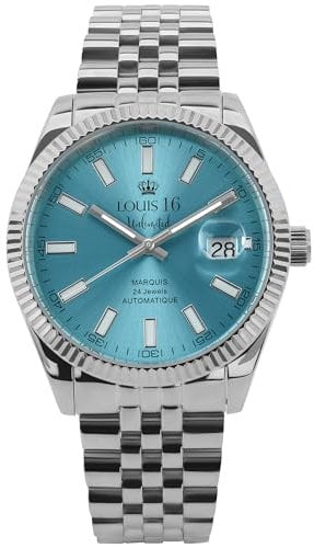 LOUIS XVI Marquis Automatik 3021 - Ø 41.5 mm - Herren Uhr - Wasserdicht - Armband Silber - Zifferblatt Blau - Automatikuhr