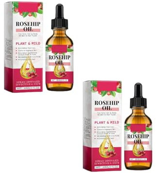 Rosenöl Gesicht 60ML Rose Oil mit Vitamin C Serum Entfernen Aging Falten Gegen dunkle Flecken und müde Haut Feuchtigkeitspflege für Gesicht, Körper, Haut (2)