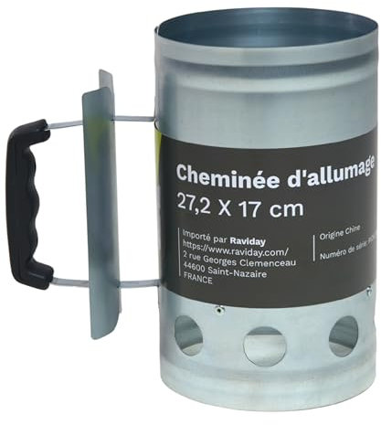 Ravigarden Cheminée Barbecue en Acier Galvanisé | Allume Barbecue Rapide & Efficace | Accessoire BBQ Charbon