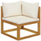 Xichuzi Modular-Ecksofa mit Cremeweißen Kissen, Lounge Sofa Outdoor, Garten Loungemöbel, Gartensofa, Gartenlounge, Balkon Set Möbel, Akazie Massivholz