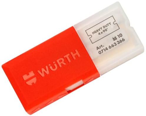 Würth 10x Schaberklingen Heavy Duty 4x90° Grad Schaber Ersatzklingen für Klingenschaber im Spender 0714663366 zum Entfernen von spröden Materialien und Rückständen, sowie Glätten von Flächen