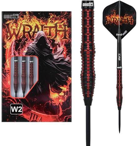 ONE80 Steeldarts Wraith VHD 90% Tungsten Steeltip Dart Steeldart Dartpfeile Set mit Schäften und Flights Hochwertige Tungsten Steeldarts (Barrel 02, 22 Gramm)