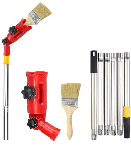 Paint Roller Extension Pole, Multiangle Paint Brush Extender Holder, Extendable Paint Brush Pole Attachments with Paint Brush and 160° Adjustable Angle fits Most Rollers and Scrapers