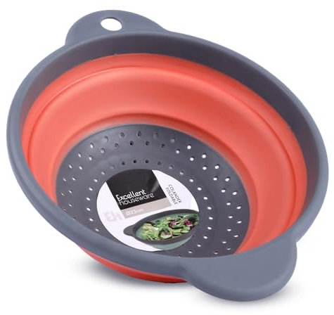 Tool & Tree Faltbares Küchensieb Braun Ø 23cm – Platzsparendes Silikon-Sieb für Küche, Camping & Outdoor – Leicht, kompakt & spülmaschinengeeignet – Perfekt zum Abseihen von Nudeln, Obst & Gemüse