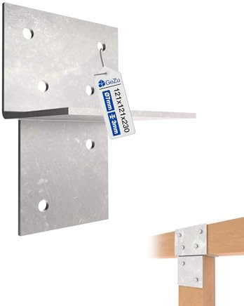GeZu Impex Holzverbindung T Stück 121 x 121 mm Feuerverzinkt T-Verbindungswinkel Wand- & Pfostenverbinder für Holzkonstruktionen